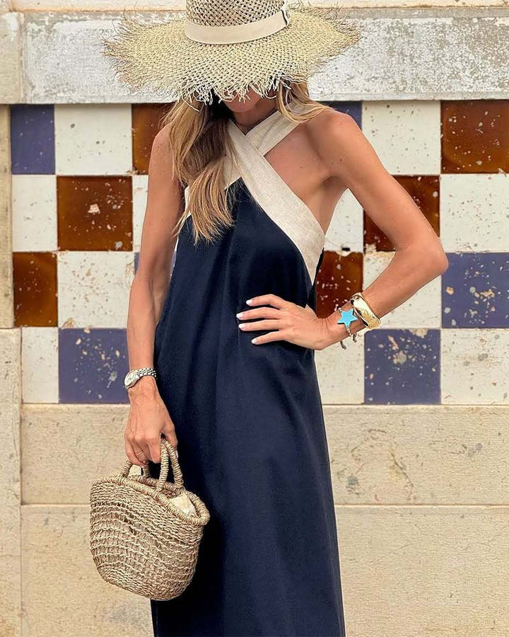 Giana - Vestido Elegante Sem Costas Com Decote Cruzado