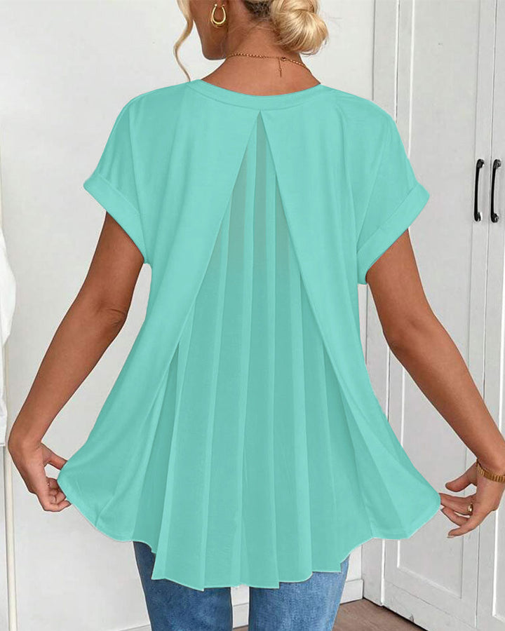 Enya - T-Camisa de Manga Curta com Costas Chapeadas