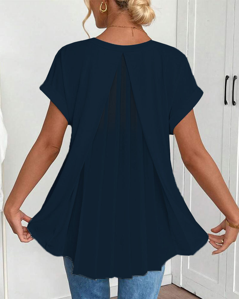 Enya - T-Camisa de Manga Curta com Costas Chapeadas