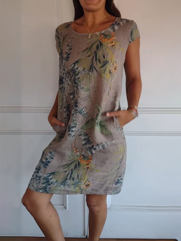 Annelym - Vestido Confortável Com Gola Redonda