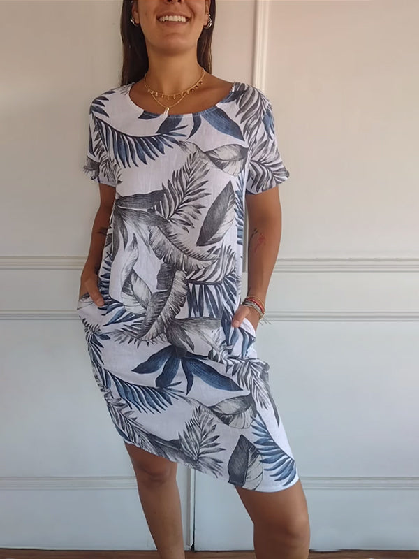 Annelym - Vestido Confortável Com Gola Redonda