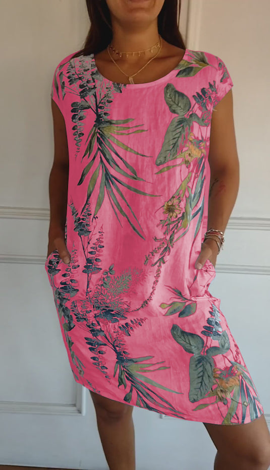 Annelym - Vestido Confortável Com Gola Redonda