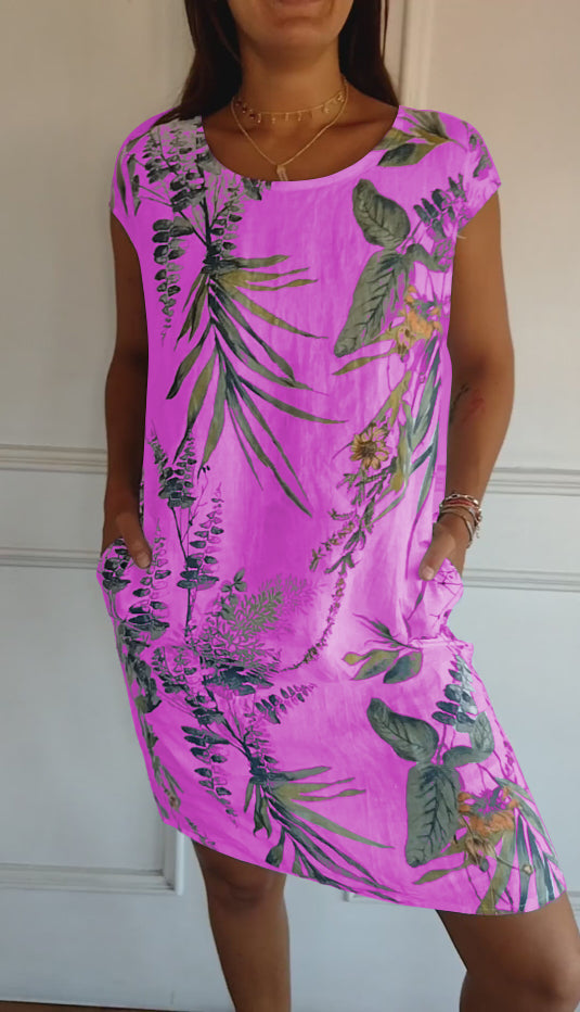 Annelym - Vestido Confortável Com Gola Redonda