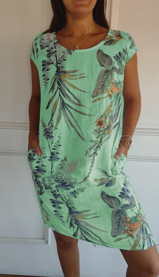 Annelym - Vestido Confortável Com Gola Redonda