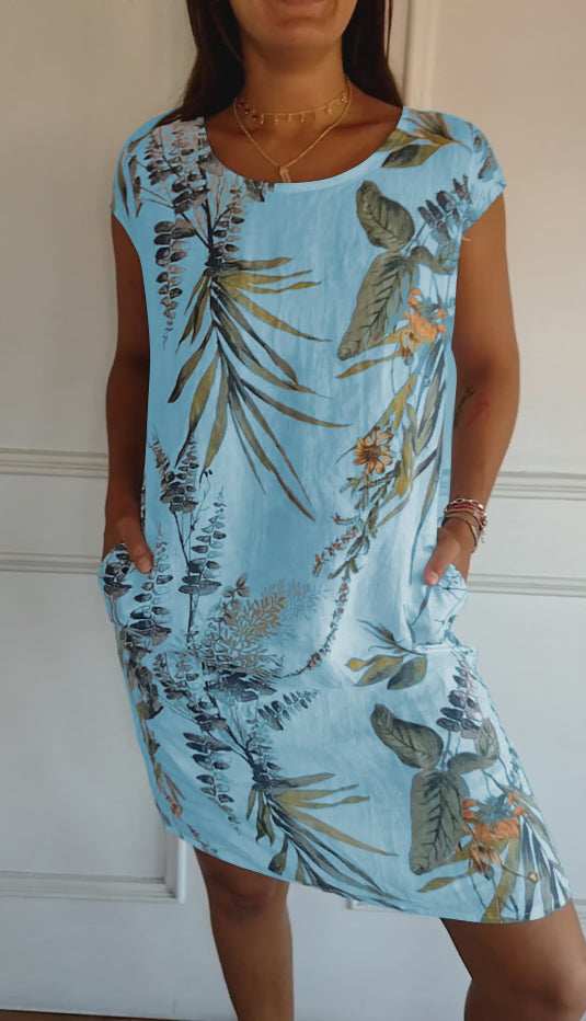 Annelym - Vestido Confortável Com Gola Redonda
