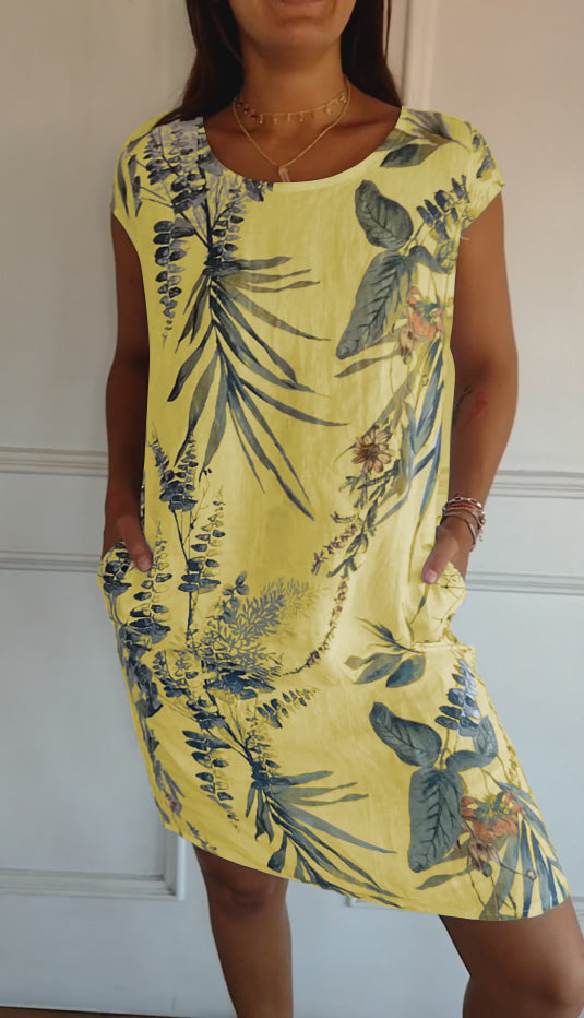 Annelym - Vestido Confortável Com Gola Redonda
