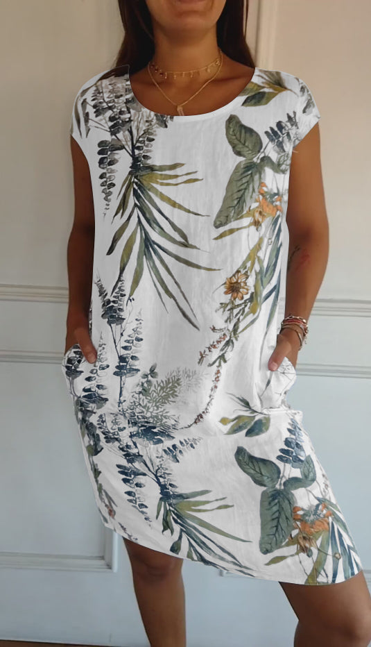 Annelym - Vestido Confortável Com Gola Redonda