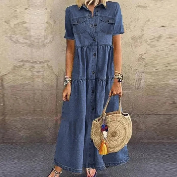 Gudelia - Vestido Casual De Manga Curta Com Bolso