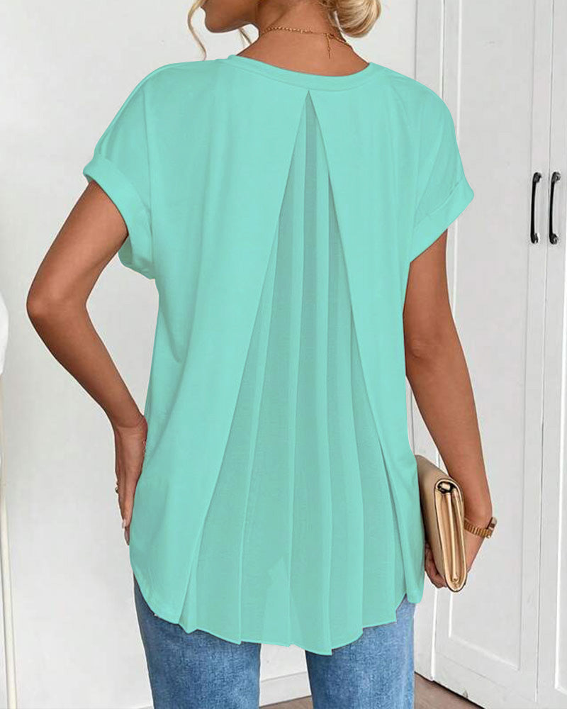 Enya - T-Camisa de Manga Curta com Costas Chapeadas