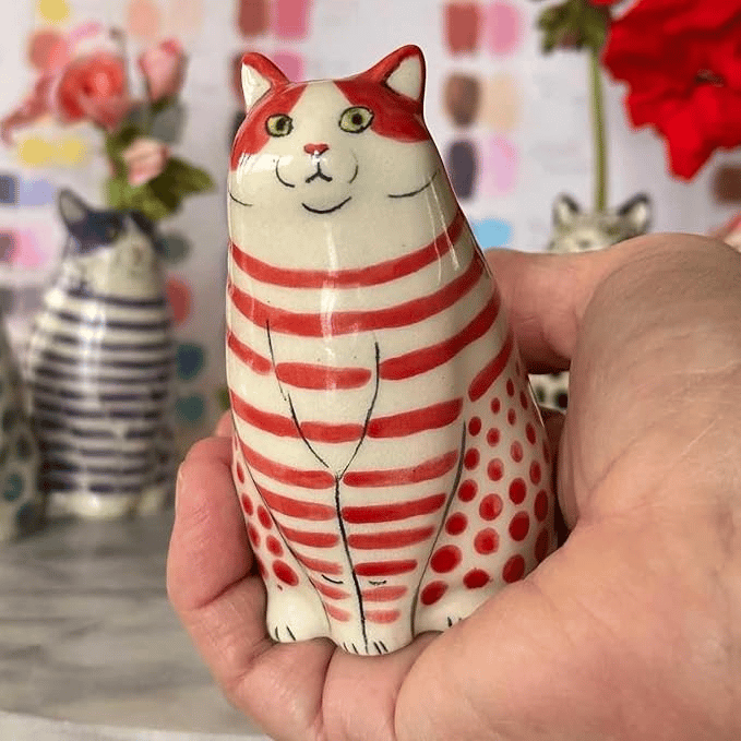 CatCraze - Coleção de Vasos Pintados à mão com Motivos Felinos