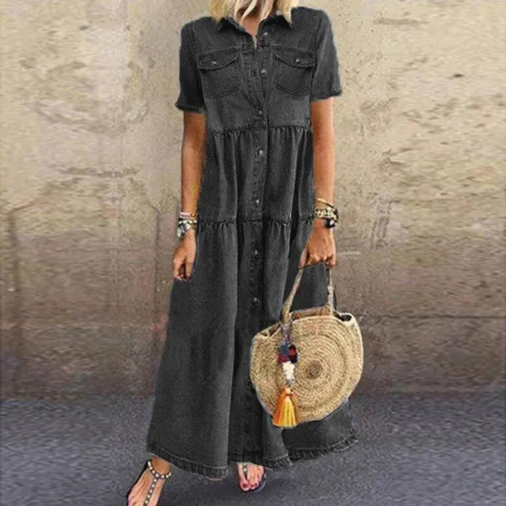 Gudelia - Vestido Casual De Manga Curta Com Bolso