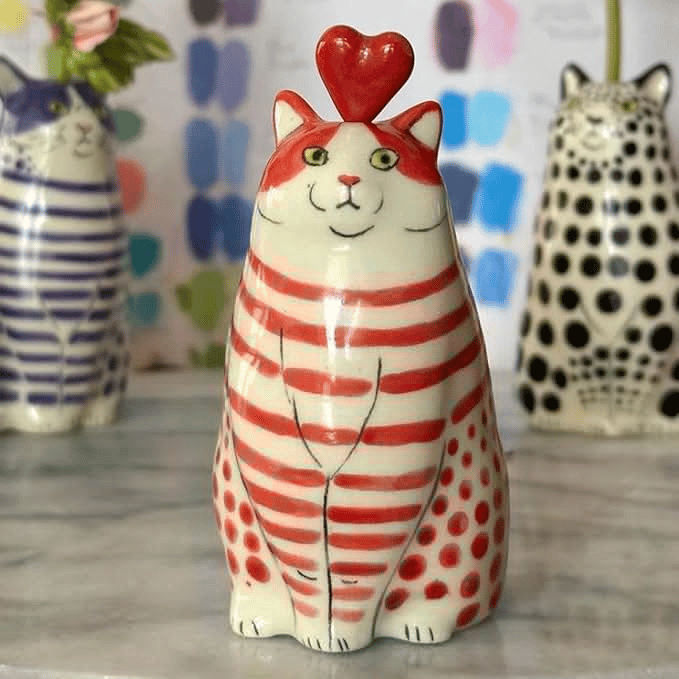 CatCraze - Coleção de Vasos Pintados à mão com Motivos Felinos
