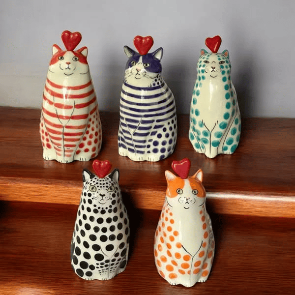 CatCraze - Coleção de Vasos Pintados à mão com Motivos Felinos