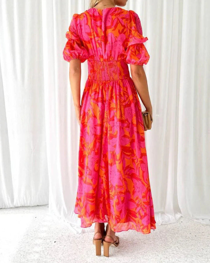 Derana - Vestido Maxi Vermelho Rosa