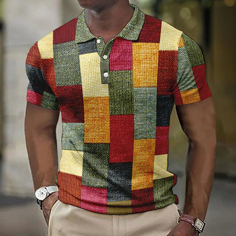 Gasan - Camisa Polo Multicolorida de Manga Curta