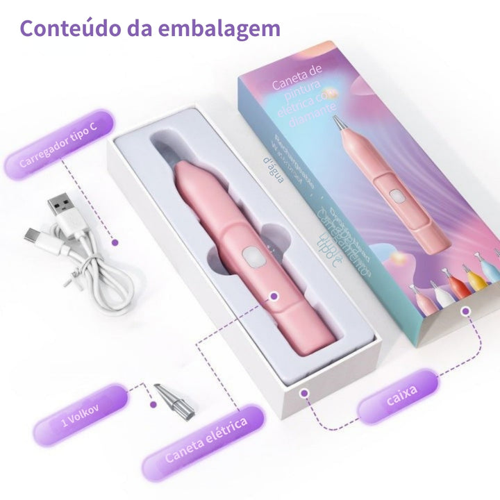 DazzleDot - Caneta de Pintura Eléctrica Com Diamantes 6 Cores