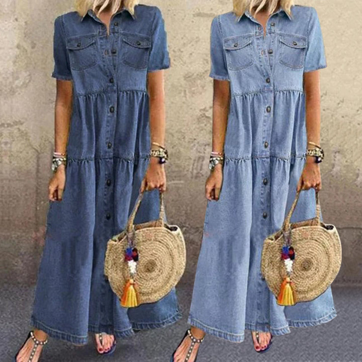 Gudelia - Vestido Casual De Manga Curta Com Bolso