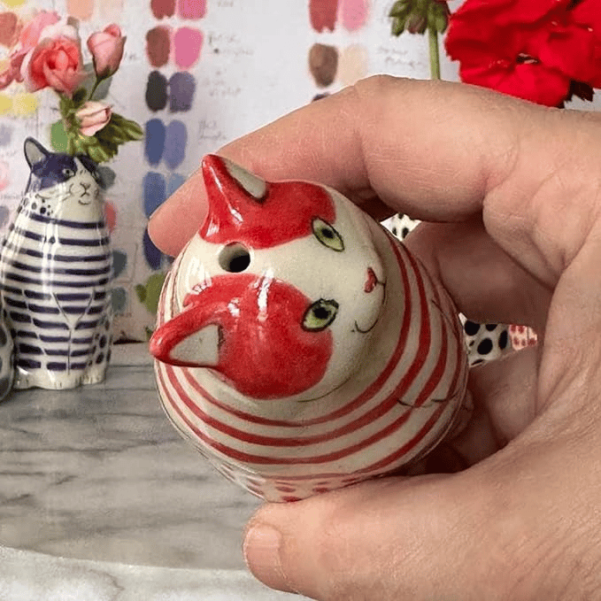 CatCraze - Coleção de Vasos Pintados à mão com Motivos Felinos
