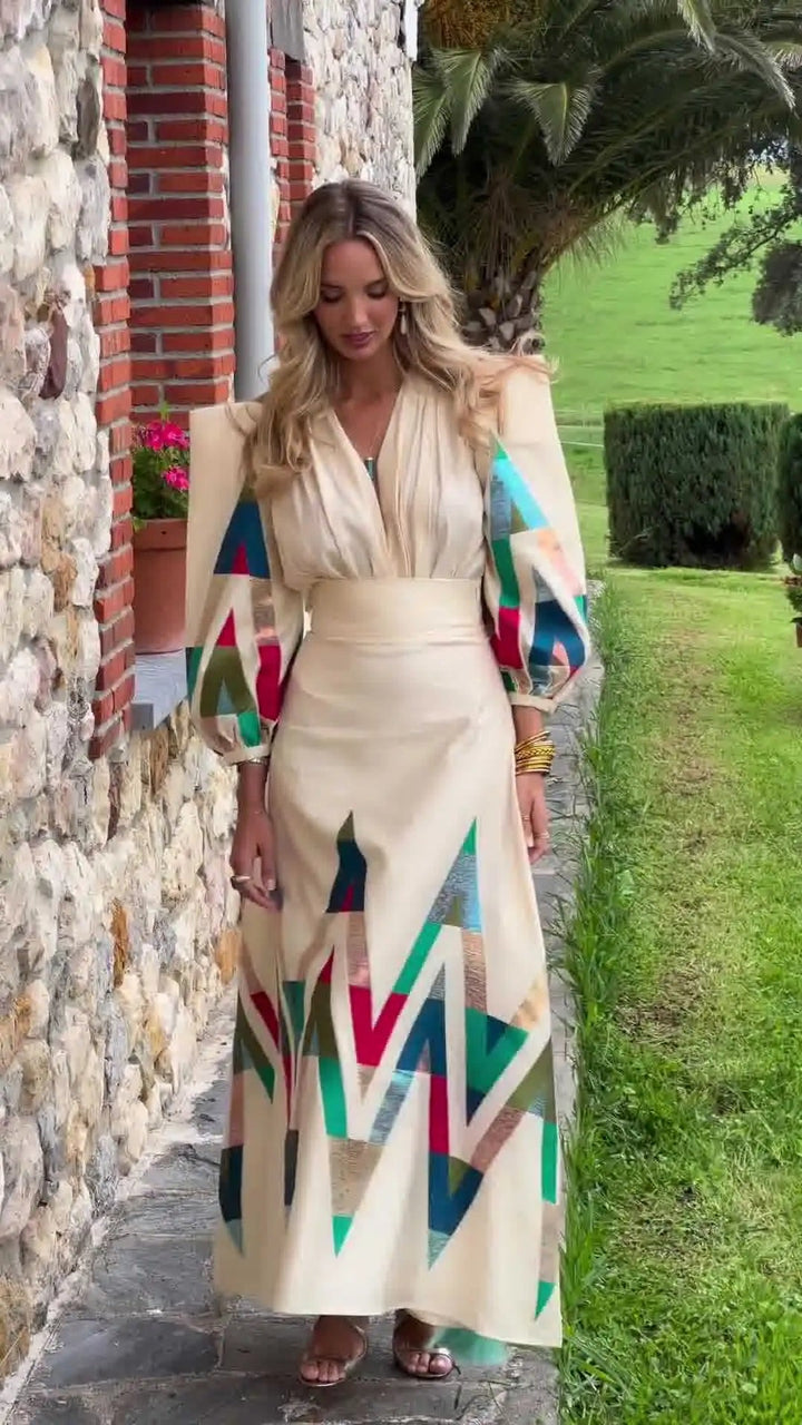 Eleni - Conjunto de 2 Peças com Decote em V Estampado