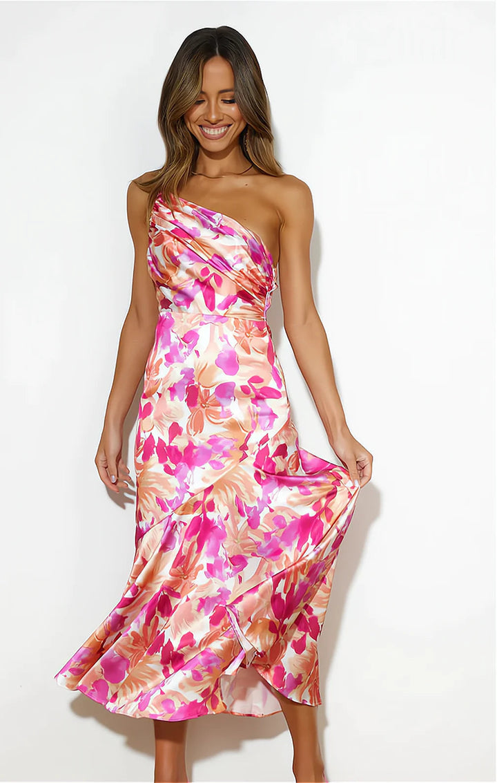 Cynthia - Vestido De Cetim Floral