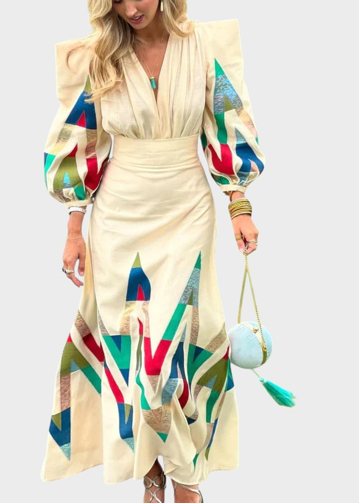 Eleni - Conjunto de 2 Peças com Decote em V Estampado