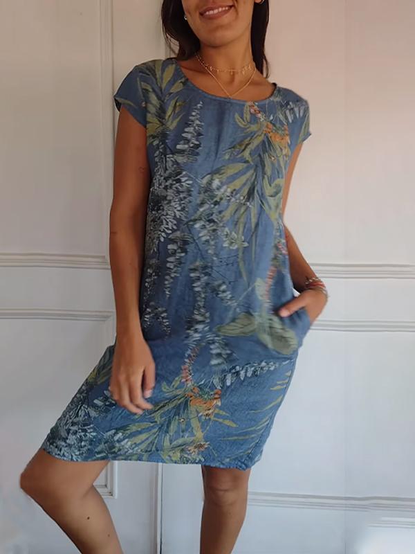 Annelym - Vestido Confortável Com Gola Redonda