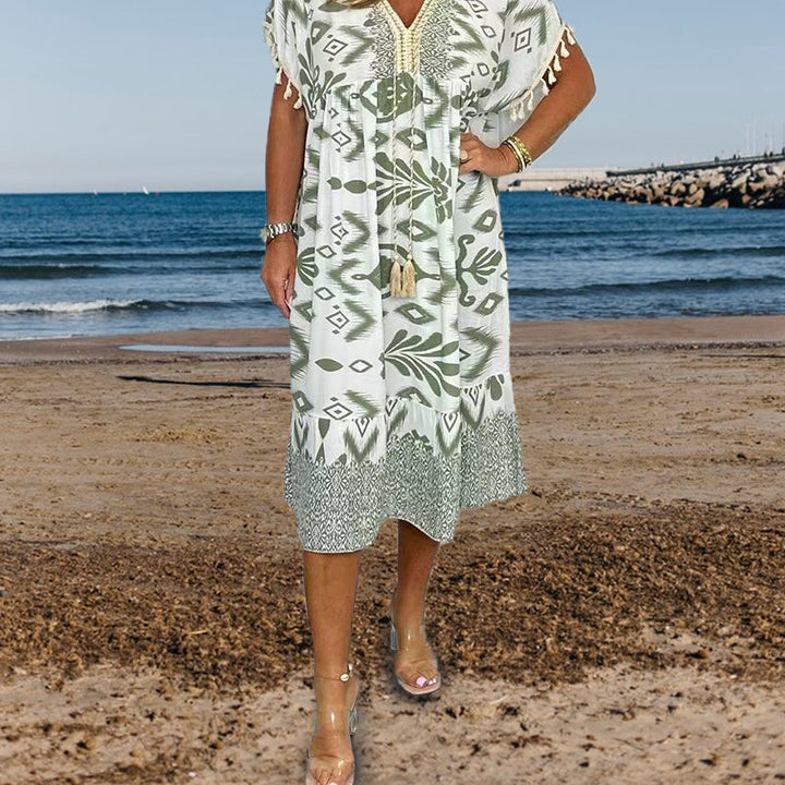 Alyex - Vestido Casual Estampado Com Decote em V
